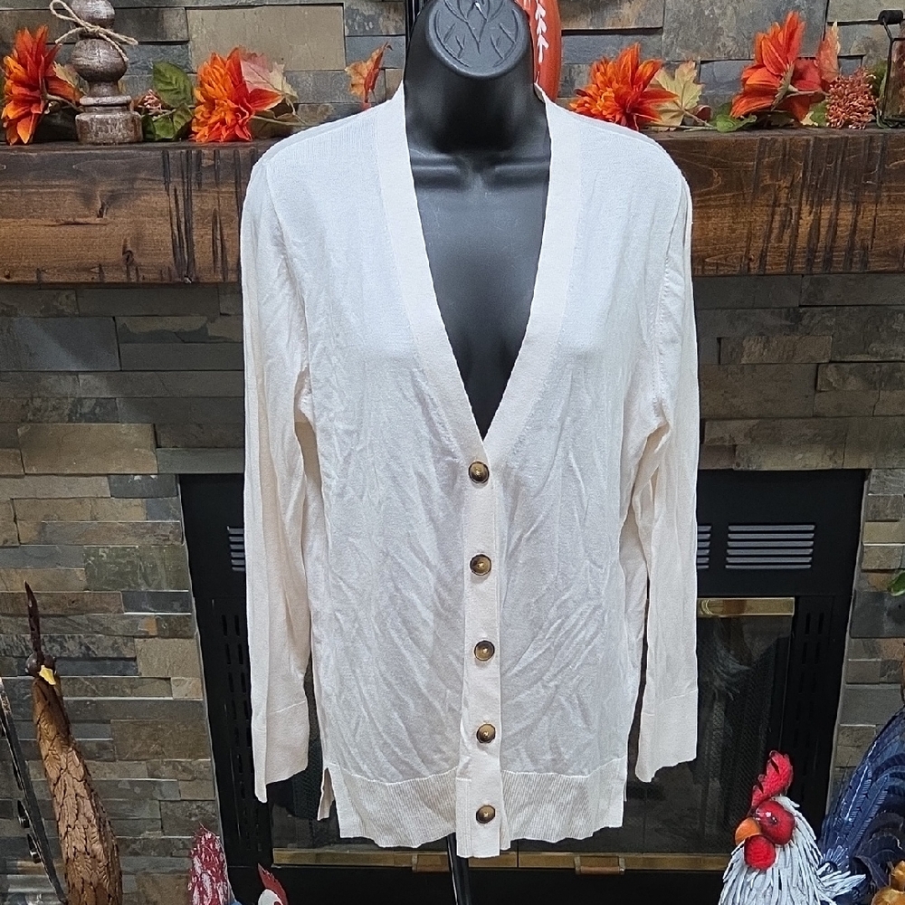 NWT LOFT Cream Button-Up Cardigan  Sweater